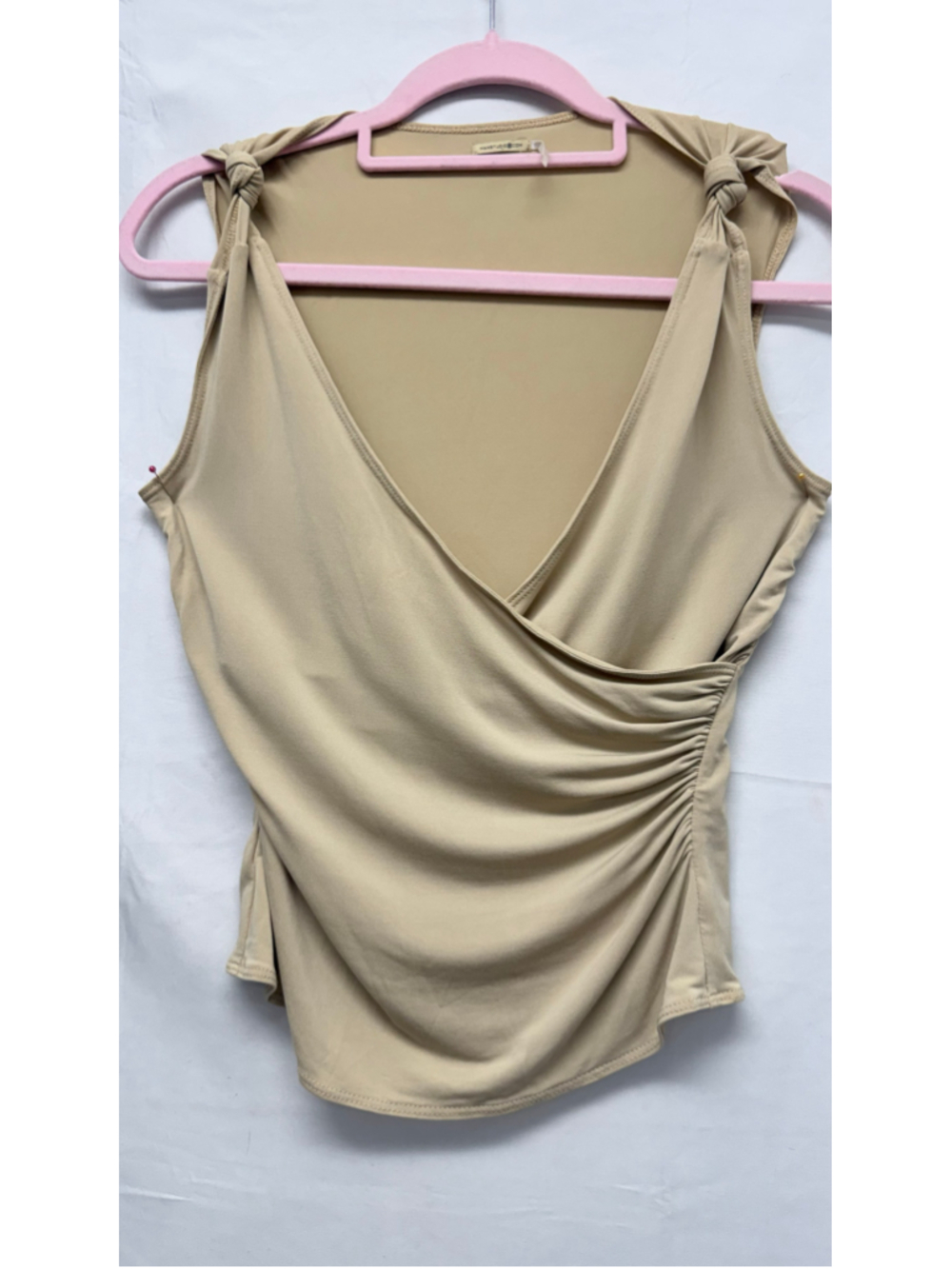 Women's Vintage Max Studio Beige Sleeveless Wrap Camisole Top Size XS